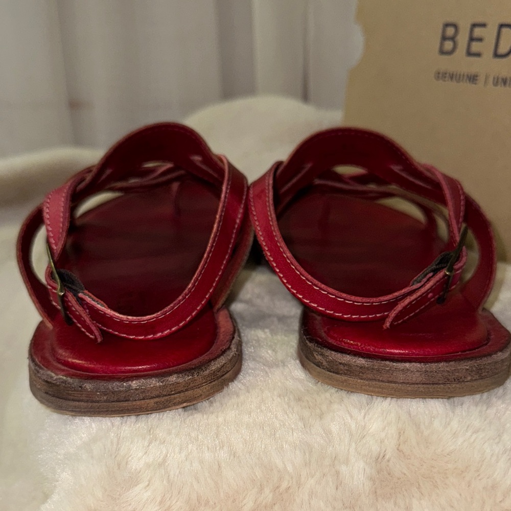 BED STU Manati II Cherry Mustard Rustic Leather Sandals - Picture 4 of 5